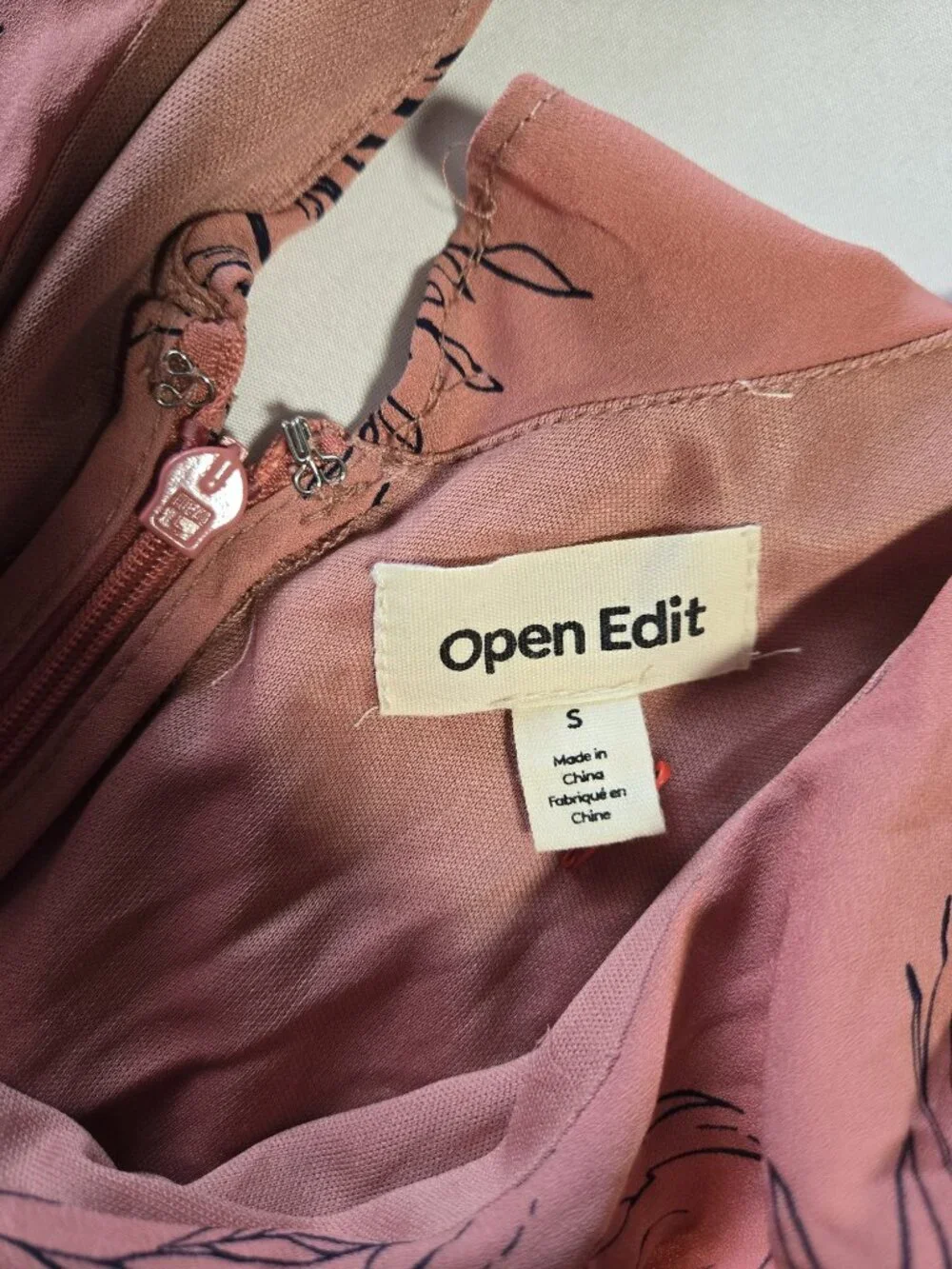 Open Edit Nordstrom Mini Dress Size S Pink Floral Cutout Long Sleeve Ruffle